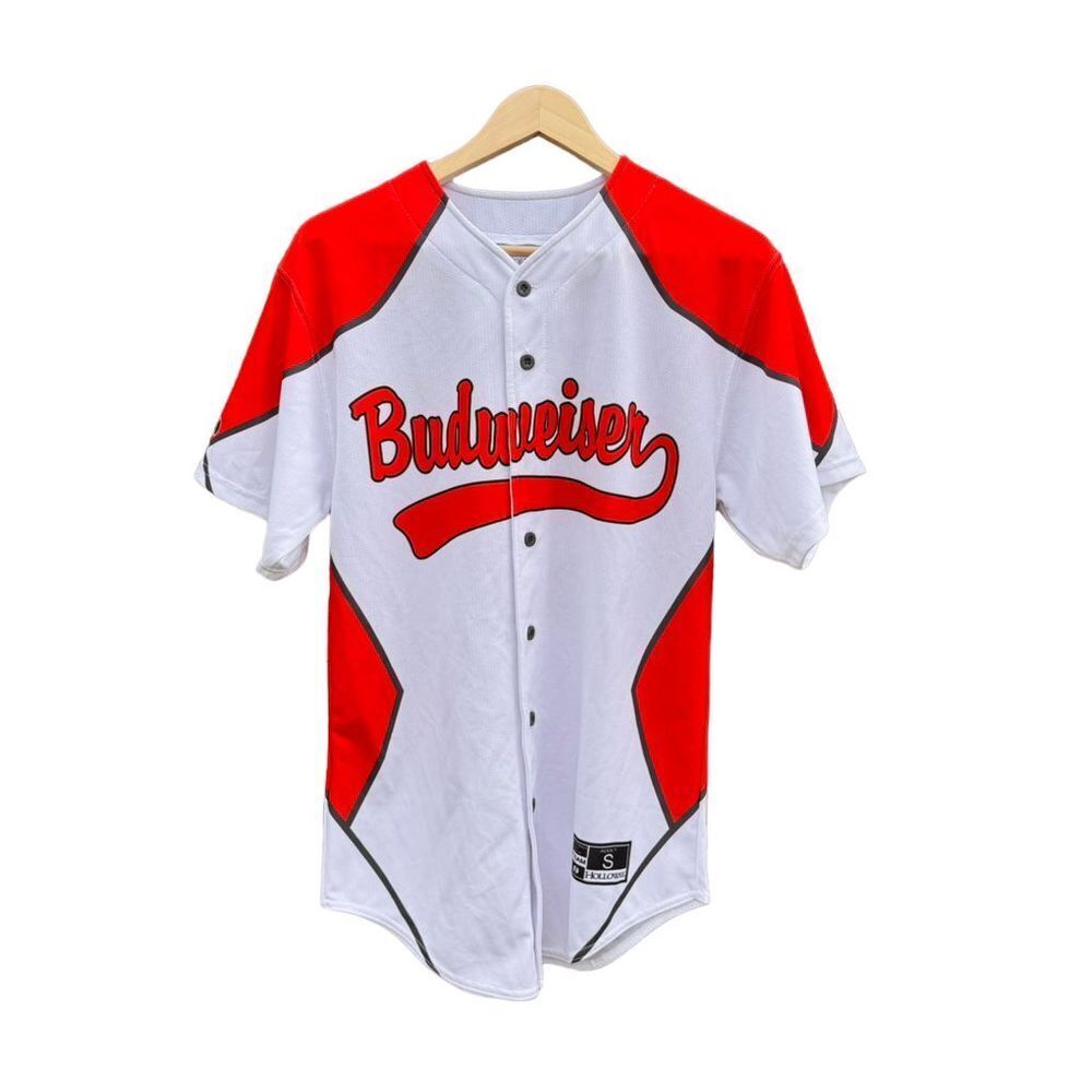 Budweiser‎ Holloway Baseball Jersey Shirt White & Red Men’s Small
